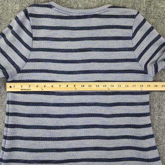 Soft Surroundings Sweater Womens Petite Large Blue Stripe Floral Embroidered Top - Picture 4 of 16